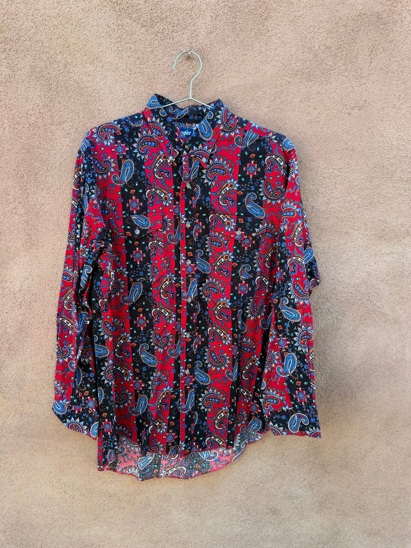 Red Paisley Southwest Style Wrangler Rodeo Shirt