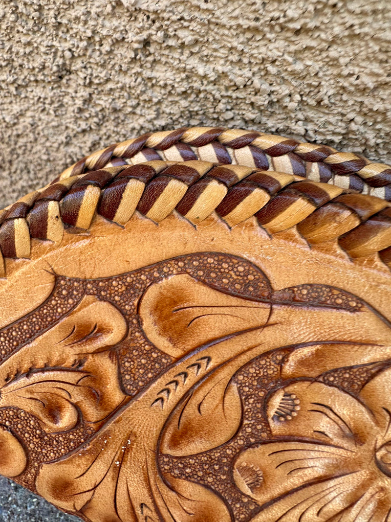 1960's Tooled Leather Clutch with Zipper