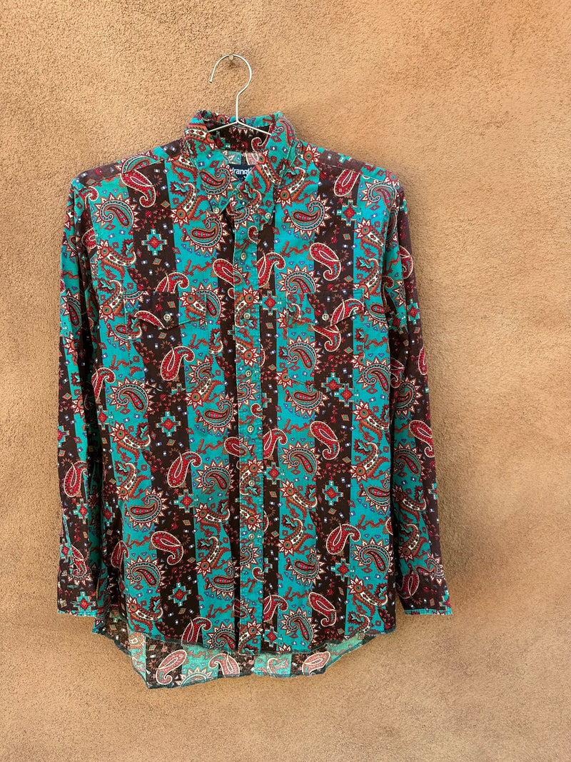 Blue Paisley Southwest Style Wrangler Rodeo Shirt