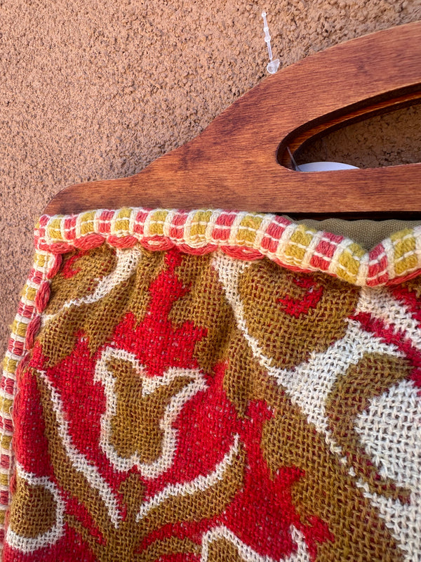Tapestry Handbag with Wood Handles