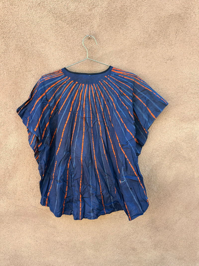 Orange & Navy Batik Top