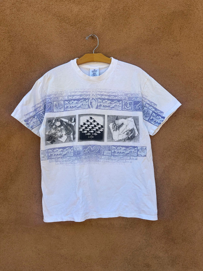 90's MC Escher All Over Print T-shirt