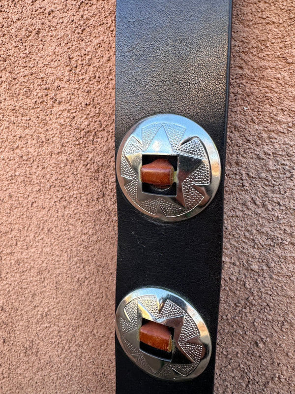 Leather Belt with Silver Tin Conchos