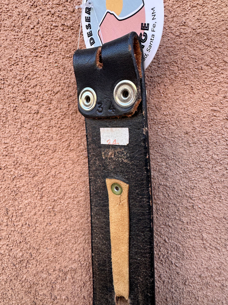 Leather Belt with Silver Tin Conchos