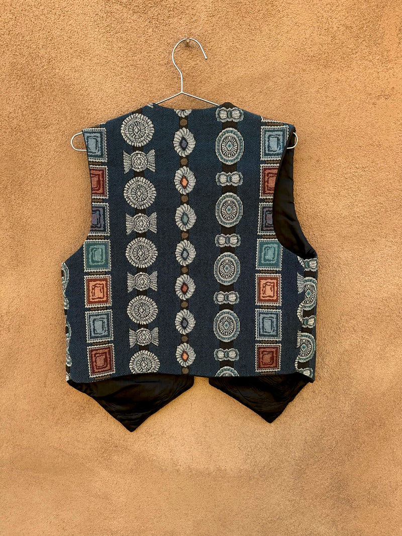 Concho Belt Tapestry Vest with Satin Lining