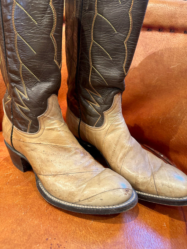 Two Tone Eel & Leather Boots, 8B