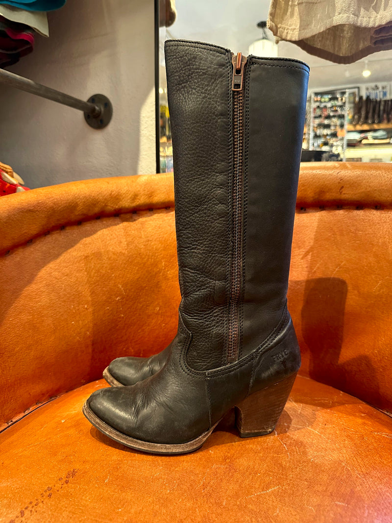 Black Frye Zip Up Boots 6.5 M