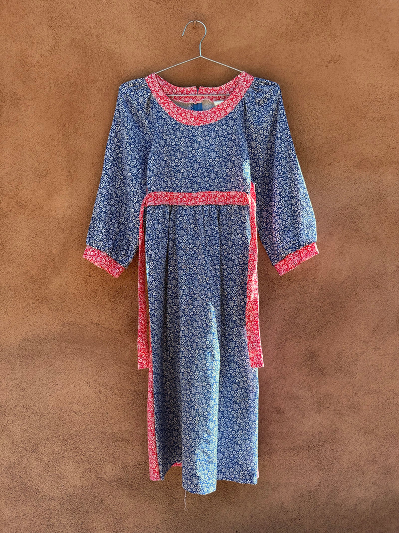 Red & Blue 1950's/60's Dress with Flowers - as is