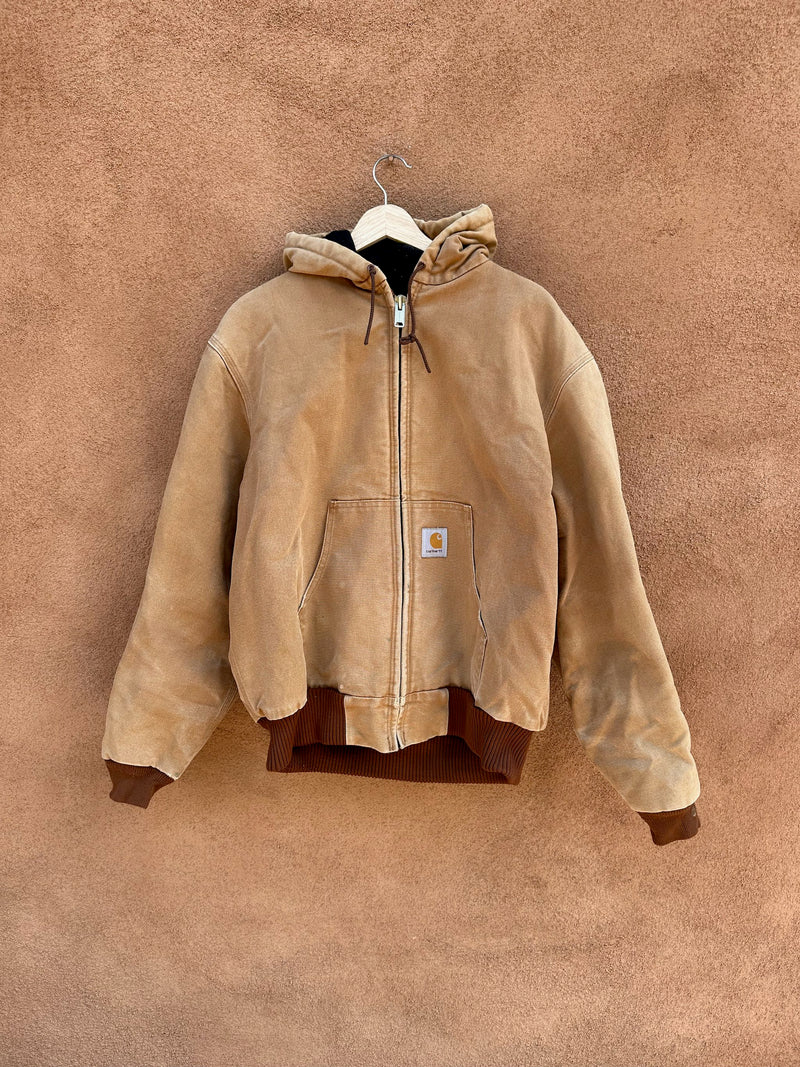 Vintage Tan Carhartt Made in USA Hooded Canvas Jacket DESERT MOSS VINTAGE
