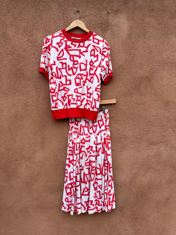 Notches Two Piece Set - Red & White