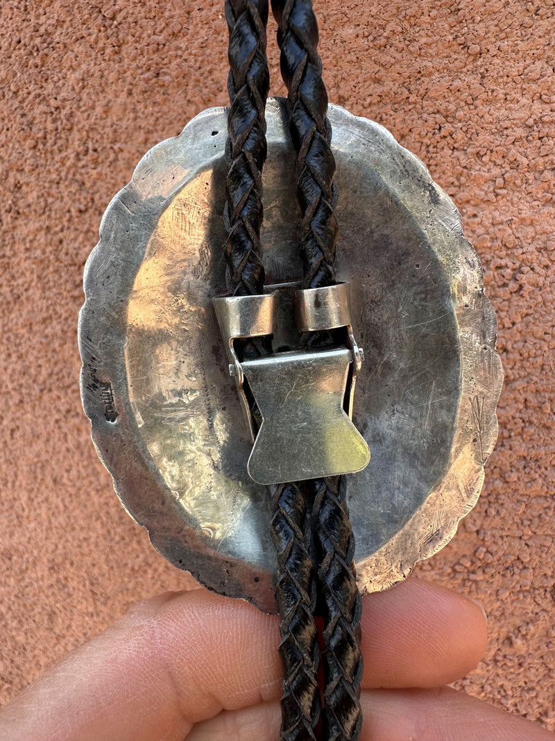 Sterling Concho Bolo Tie with Turquoise