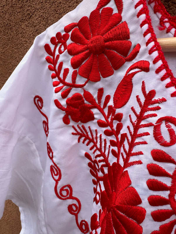 Embroidered Red & White Fiesta Top