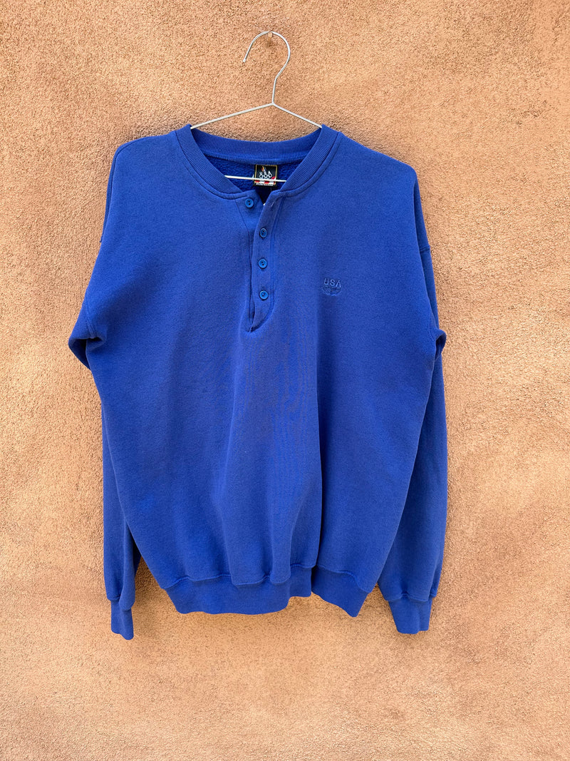 1988 Blue Olympics Henley Sweatshirt