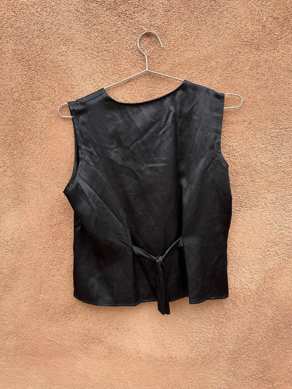 Black Satin Button Tank by Notations