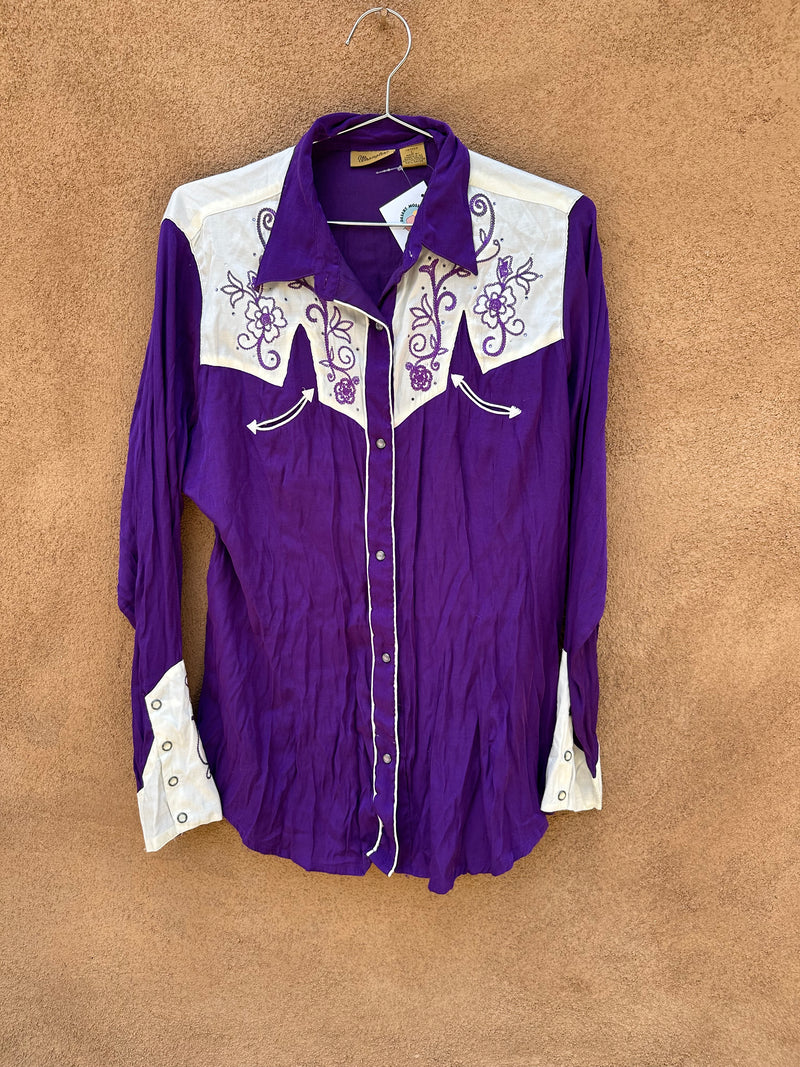 Purple and White Satin Wrangler Blouse