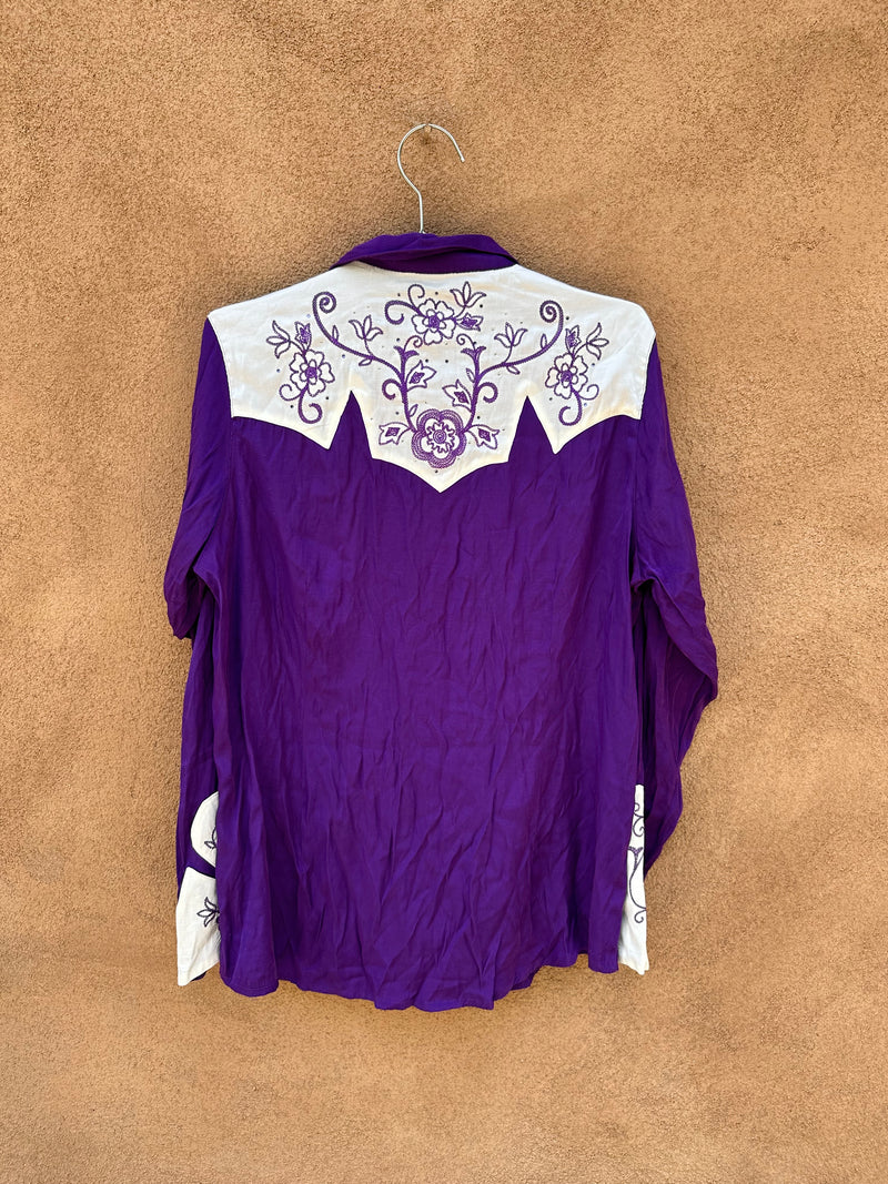 Purple and White Satin Wrangler Blouse