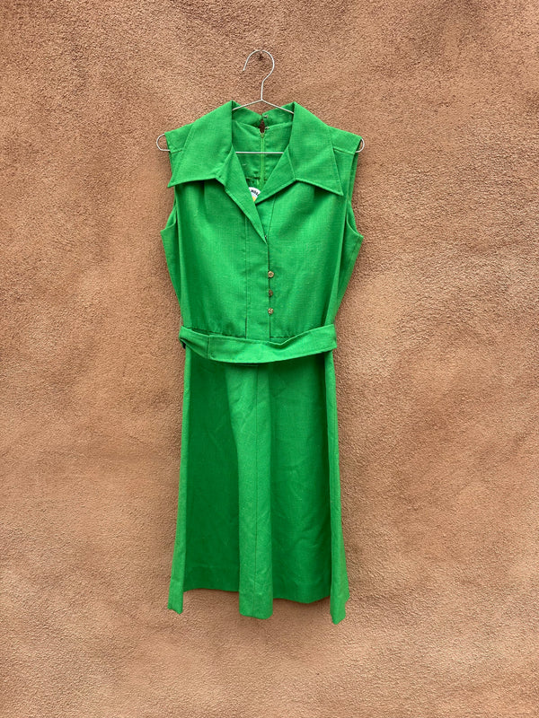 1960's Green Belted Cotton Dress