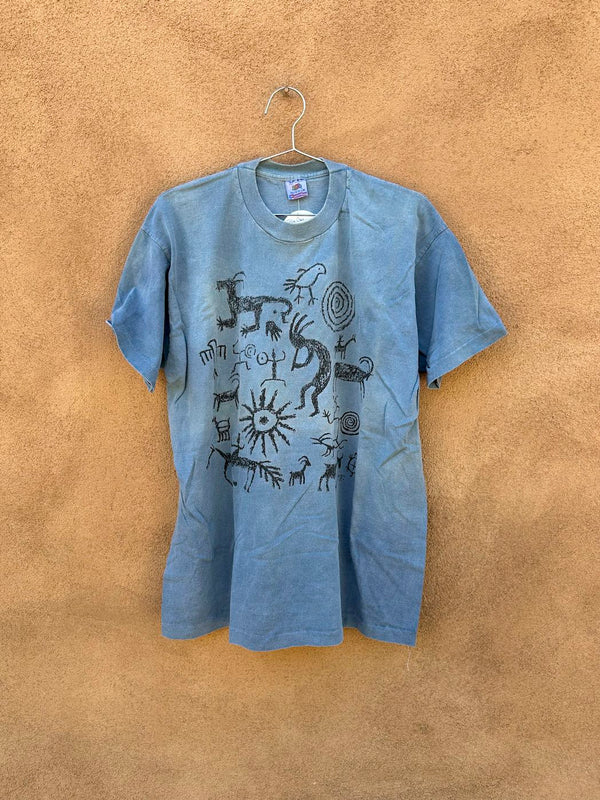 Blue Cave Painting T-shirt with Kokopelli