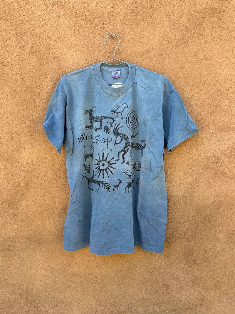 Blue Cave Painting T-shirt with Kokopelli