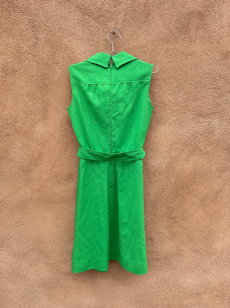 1960's Green Belted Cotton Dress