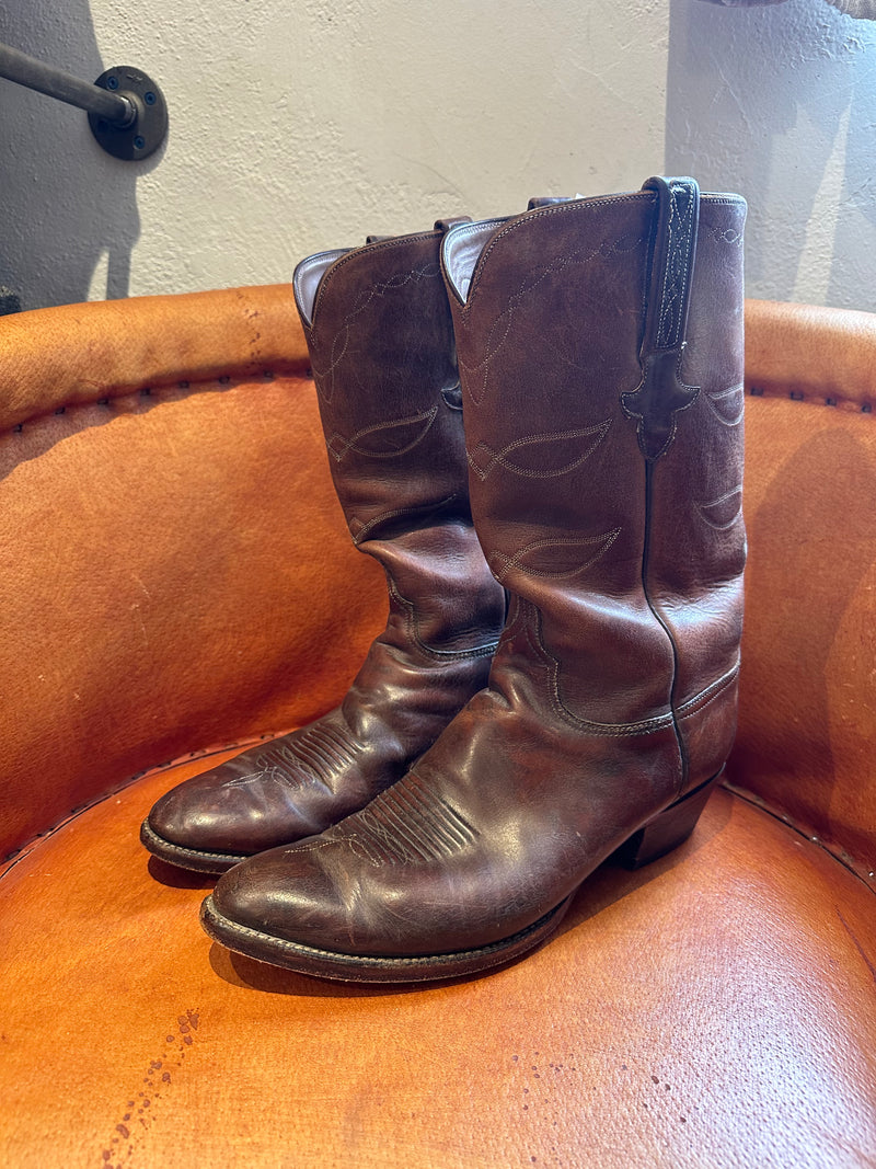 Brown Lucchese Western Leather Boots - 12D