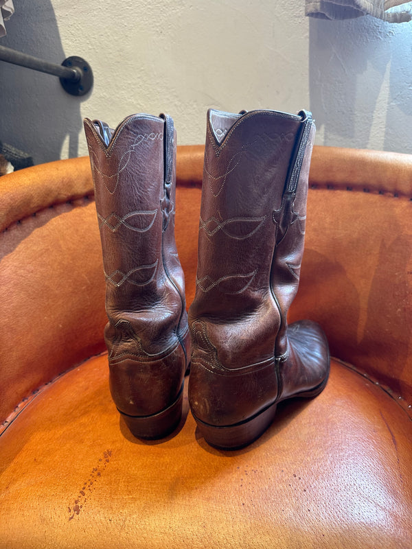 Brown Lucchese Western Leather Boots - 12D