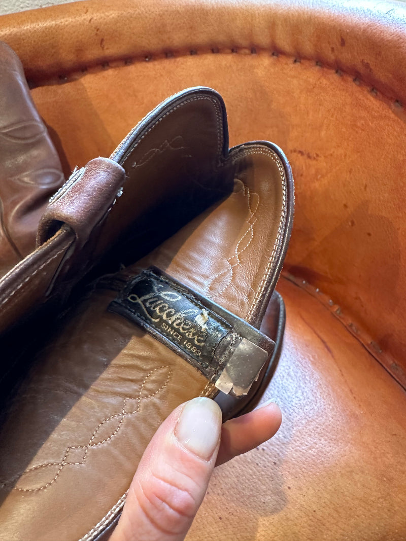 Brown Lucchese Western Leather Boots - 12D