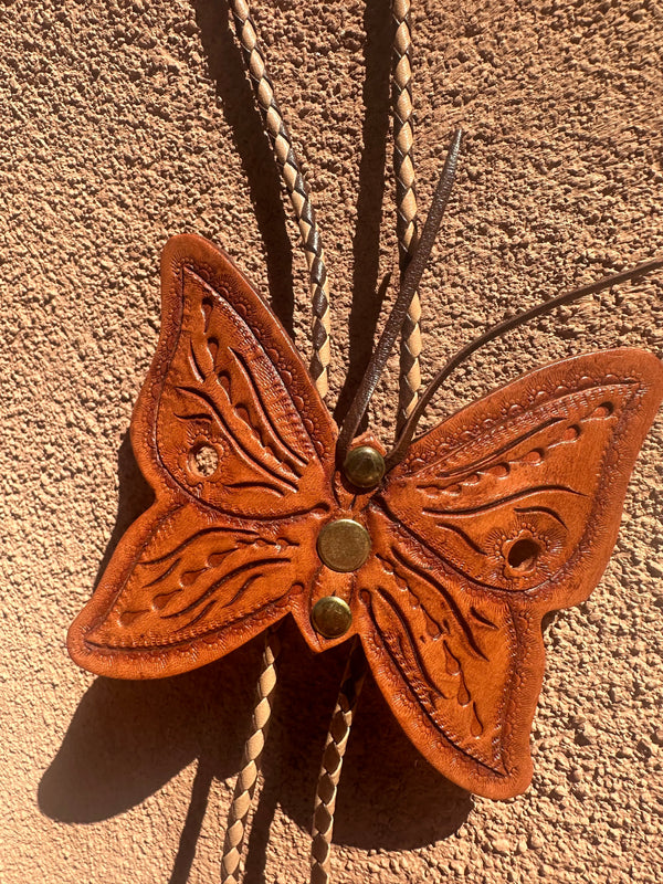 Leather Butterfly Bolo Tie