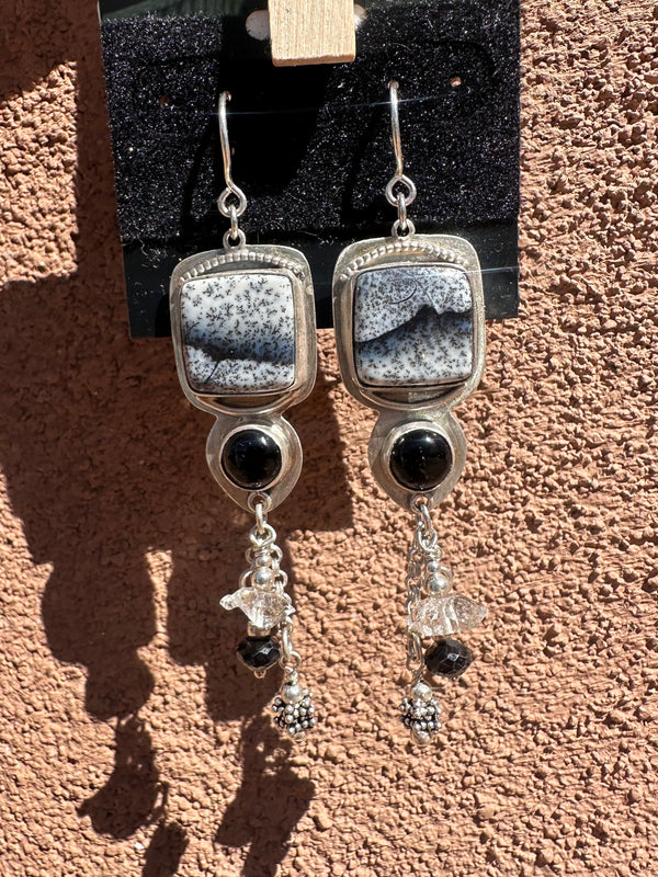 Merlinite & Onyx Sterling Silver Earrings
