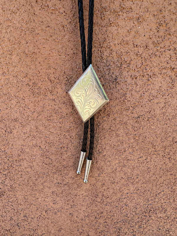 Diamond Bolo Tie with Filagree