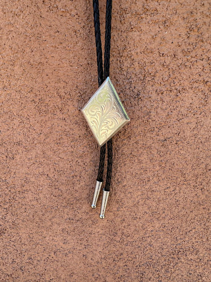 Diamond Bolo Tie with Filagree