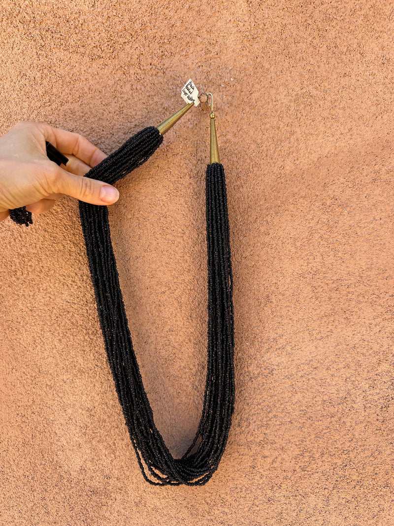 Black Beaded Layer Necklace