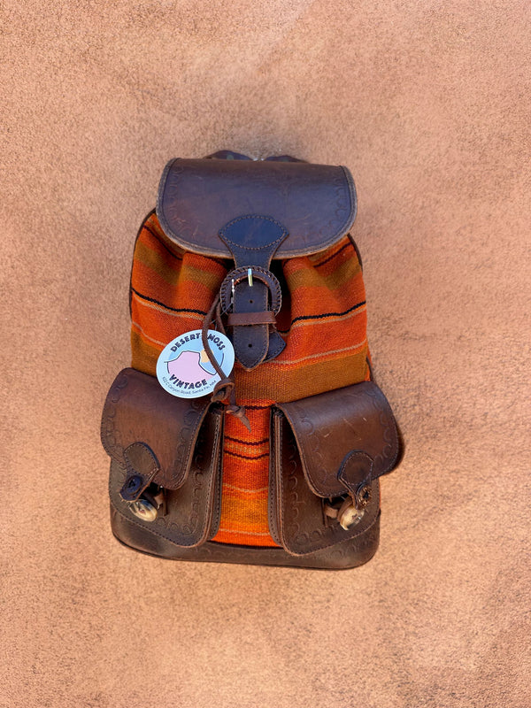 Vintage Wool & Tooled Leather Boho Backpack – DESERT MOSS VINTAGE
