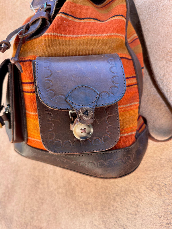 Wool & Tooled Leather Boho Backpack