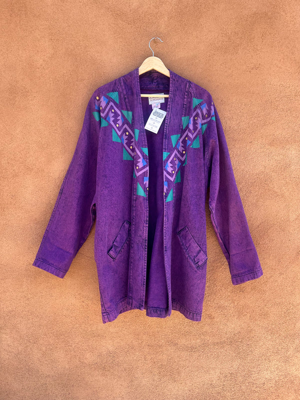Purple Sundance Southwest Style Open Denim Overcoat