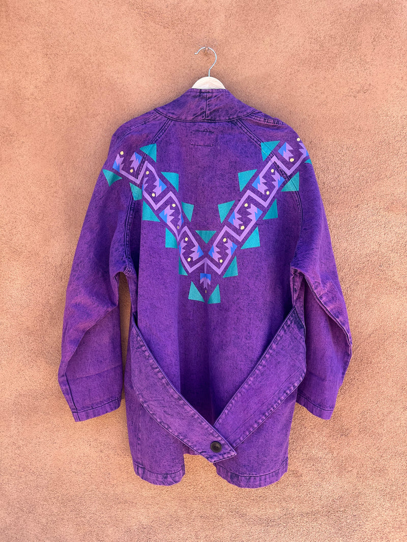 Purple Sundance Southwest Style Open Denim Overcoat