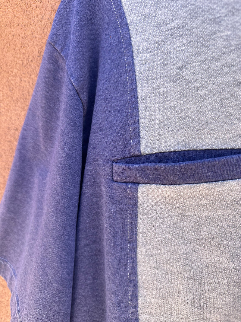 Short Sleeve Pocketed Sweatshirt Gray/Blue