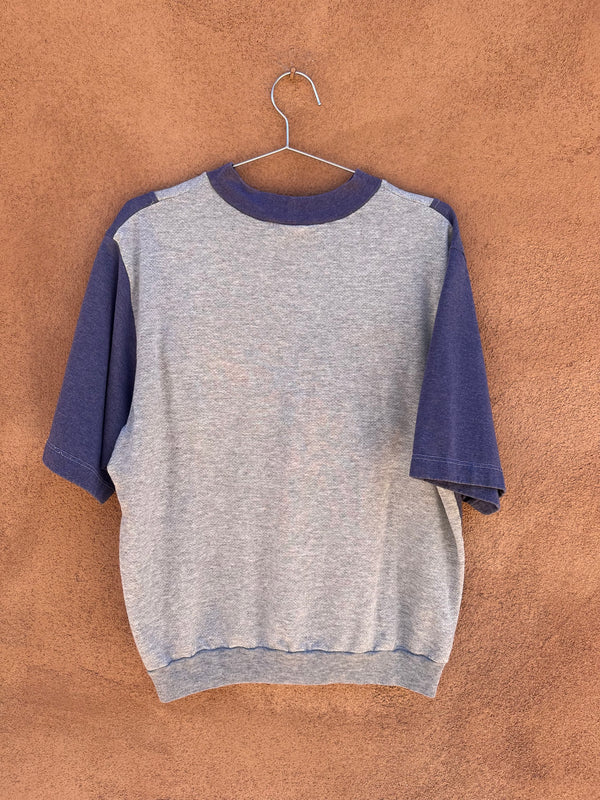 Short Sleeve Pocketed Sweatshirt Gray/Blue