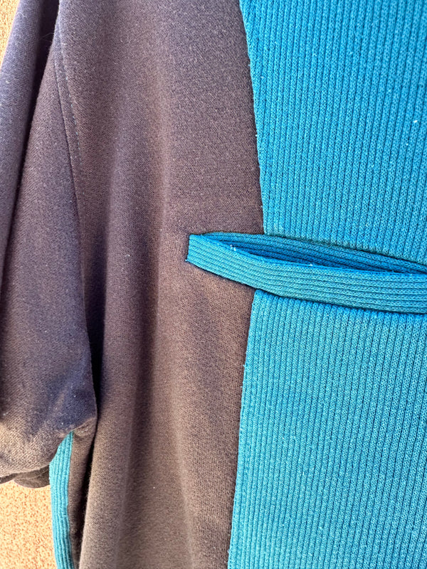 Short Sleeve Pocketed Sweatshirt Teal/Black