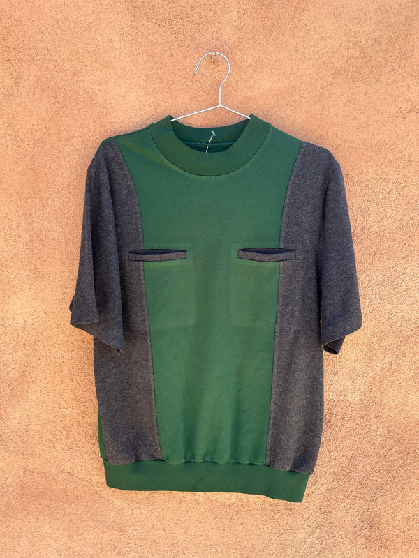 Short Sleeve Pocketed Sweatshirt Forest/Dark Gray