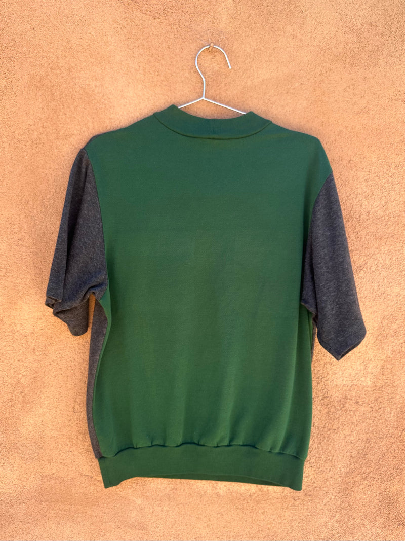 Short Sleeve Pocketed Sweatshirt Forest/Dark Gray