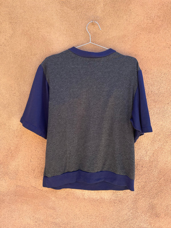 Short Sleeve Pocketed Sweatshirt Navy/Dark Gray