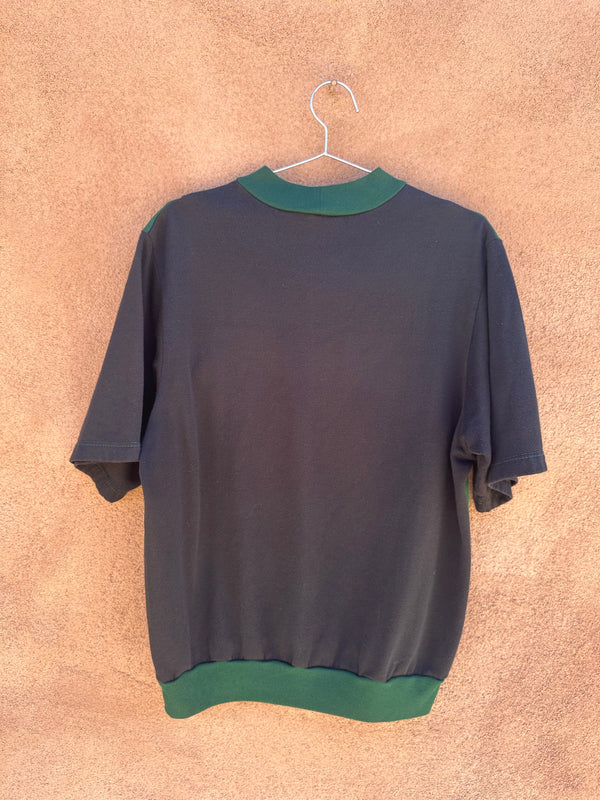 Short Sleeve Pocketed Sweatshirt Forest Green/Black