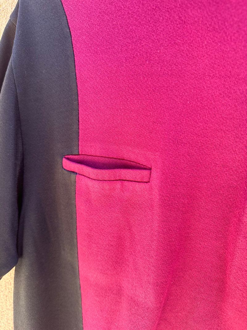 Short Sleeve Pocketed Sweatshirt Maroon/Black