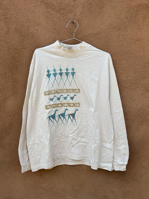 Cave Drawing Long Sleeve T-shirt - Man, Roadrunner, Horse