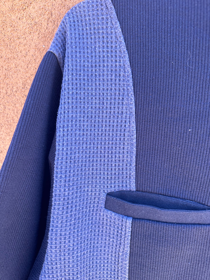 Short Sleeve Pocketed Sweatshirt Blue/Light Blue Waffle