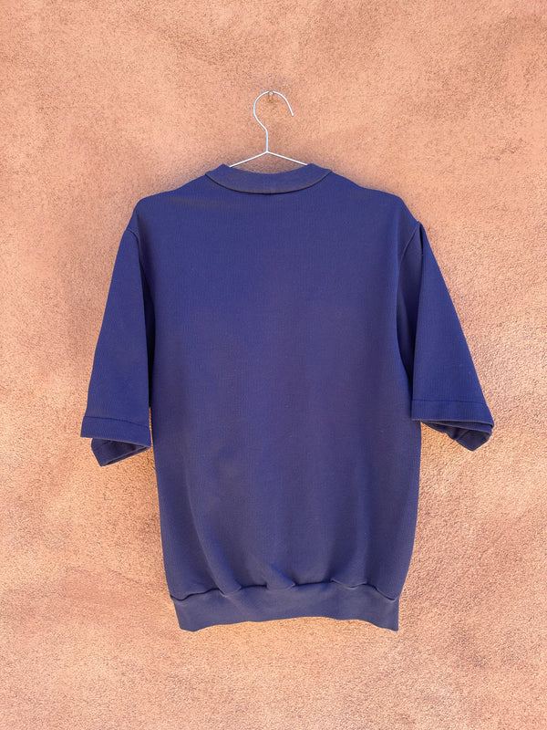 Short Sleeve Pocketed Sweatshirt Blue/Light Blue Waffle