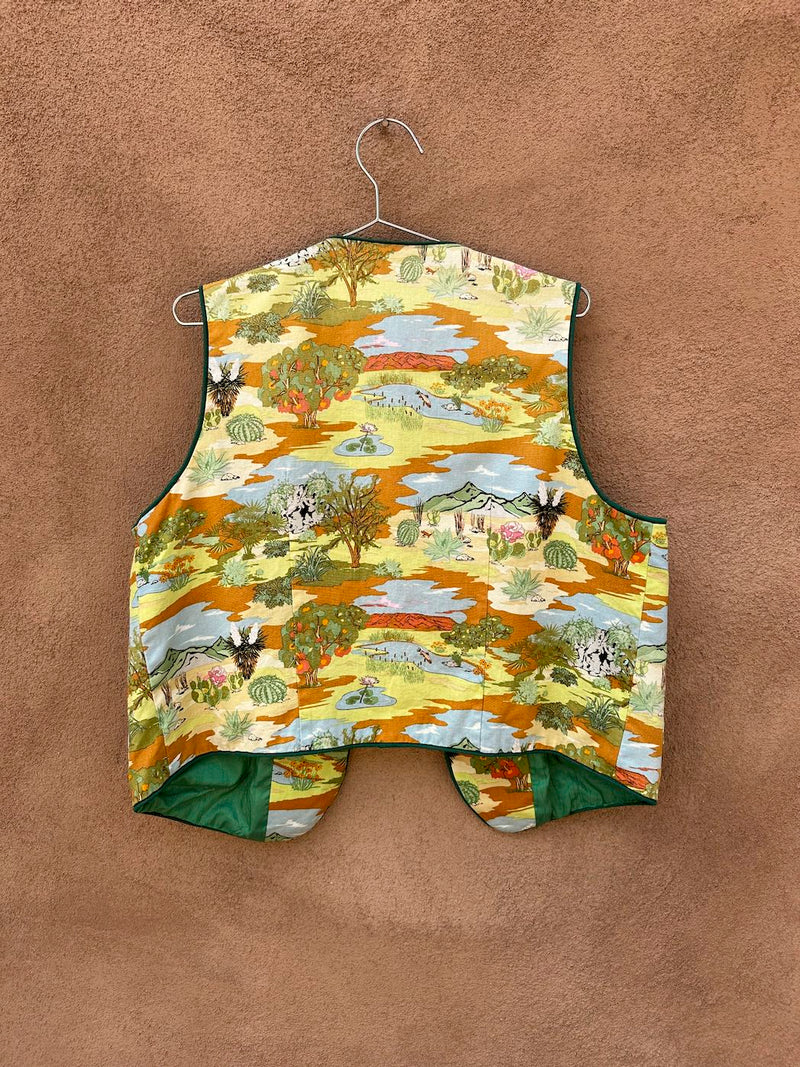 1960's Desert Scene Handmade Vest with Satin Lining