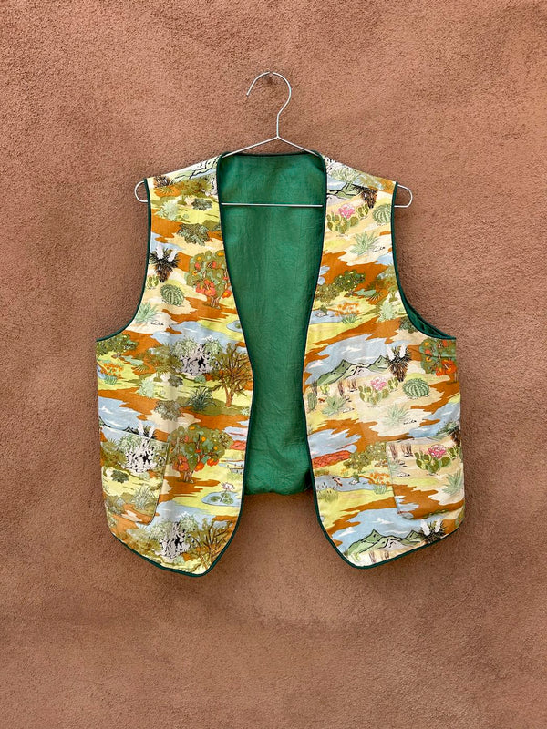 1960's Desert Scene Handmade Vest with Satin Lining