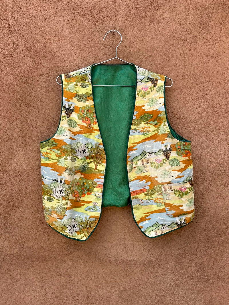 1960's Desert Scene Handmade Vest with Satin Lining